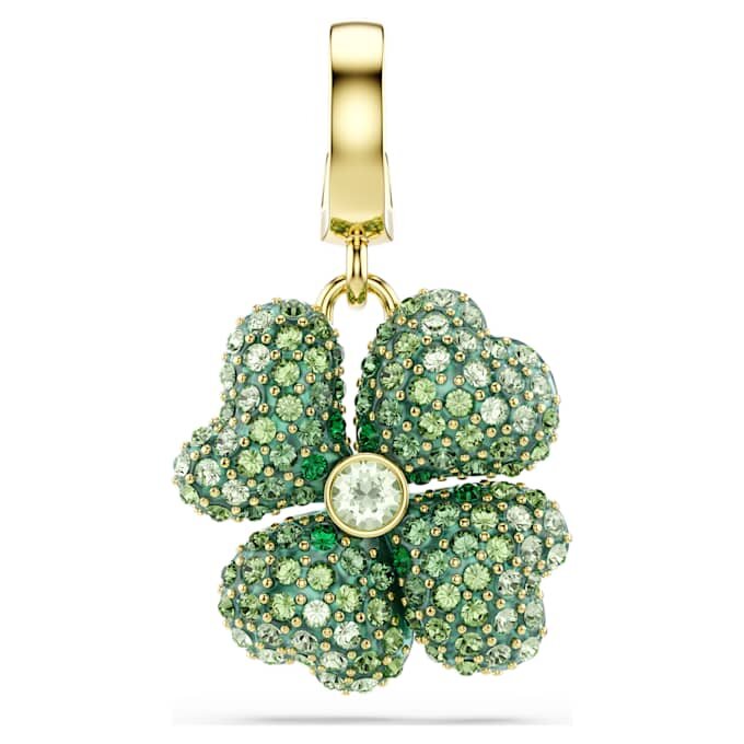 Idyllia Charm Clover, Green, Gold-Tone Plated Idyllia Charm Clover, Green, Gold-Tone Plated