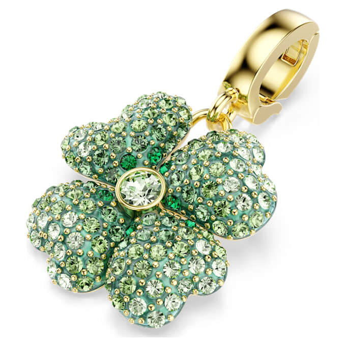 Idyllia Charm Clover, Green, Gold-Tone Plated Idyllia Charm Clover, Green, Gold-Tone Plated