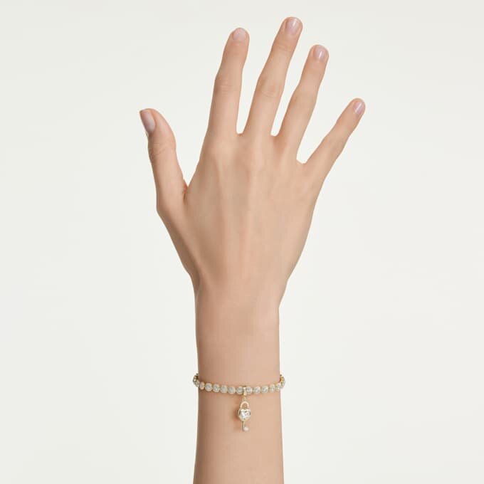 Idyllia Charm Mixed Cuts, Heart with Key, White, Gold-Tone Plated Idyllia Charm Mixed Cuts, Heart with Key, White, Gold-Tone Plated