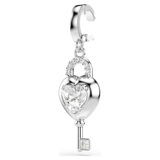 Idyllia Charm Mixed Cuts, Heart with Key, White, Rhodium Plated Idyllia Charm Mixed Cuts, Heart with Key, White, Rhodium Plated