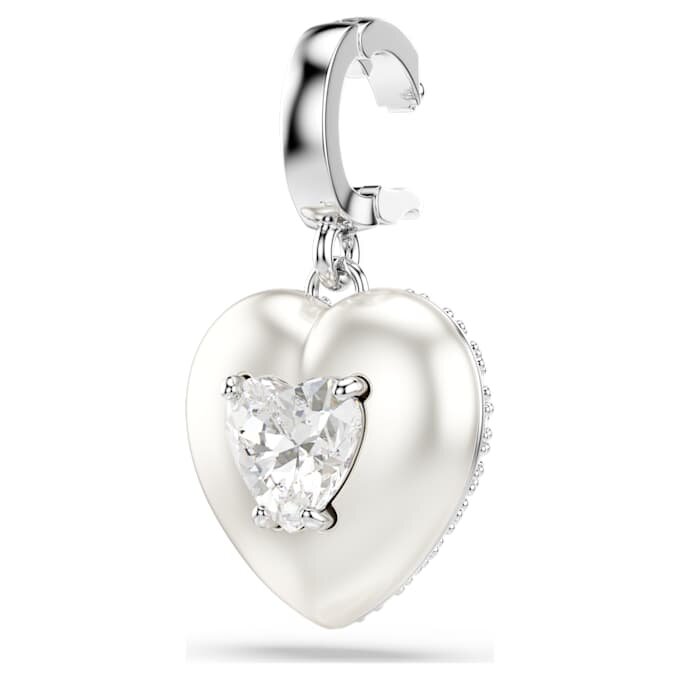 Idyllia Charm Mixed Cuts, Pearl-Colored Coating, Heart, White, Rhodium Plated Idyllia Charm Mixed Cuts, Pearl-Colored Coating, Heart, White, Rhodium Plated