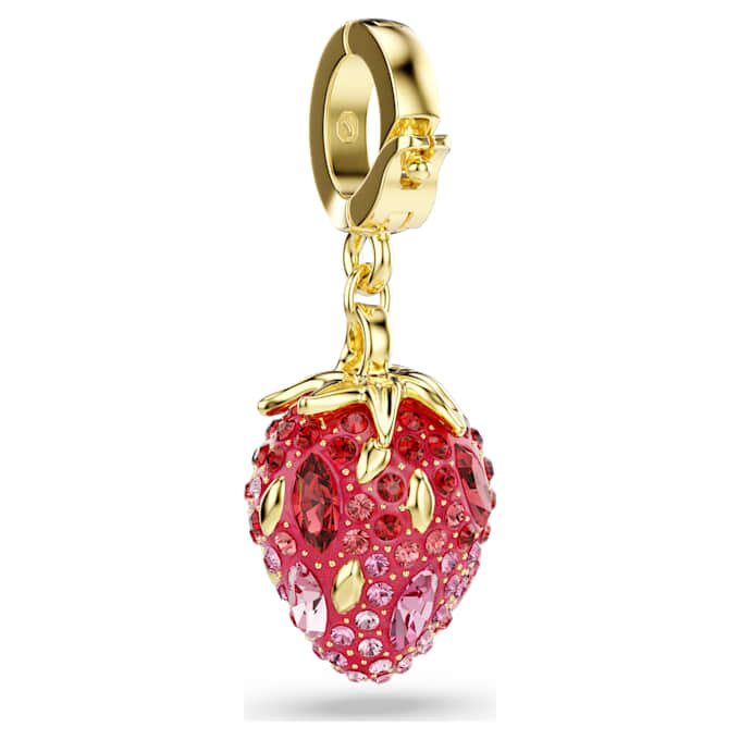 Idyllia Charm Mixed Cuts, Strawberry, Red, Gold-Tone Plated Idyllia Charm Mixed Cuts, Strawberry, Red, Gold-Tone Plated