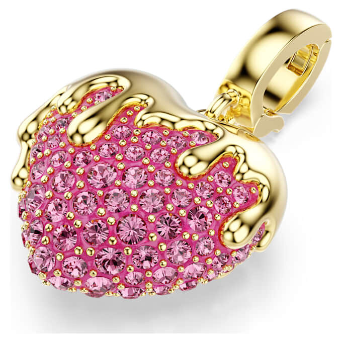 Idyllia Charm Round Cut, Heart, Pink, Gold-Tone Plated Idyllia Charm Round Cut, Heart, Pink, Gold-Tone Plated