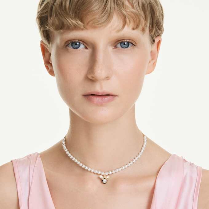 Idyllia Choker Crystal Pearl, Mixed Cuts, Bee, White, Gold-Tone Plated Idyllia Choker Crystal Pearl, Mixed Cuts, Bee, White, Gold-Tone Plated