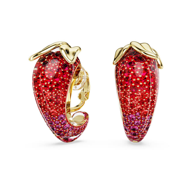 Idyllia Clip Earrings Red, Gold-Tone Plated Idyllia Clip Earrings Red, Gold-Tone Plated