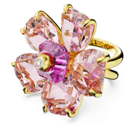 Idyllia Cocktail Ring Flower, Pink, Gold-Tone Plated Idyllia Cocktail Ring Flower, Pink, Gold-Tone Plated