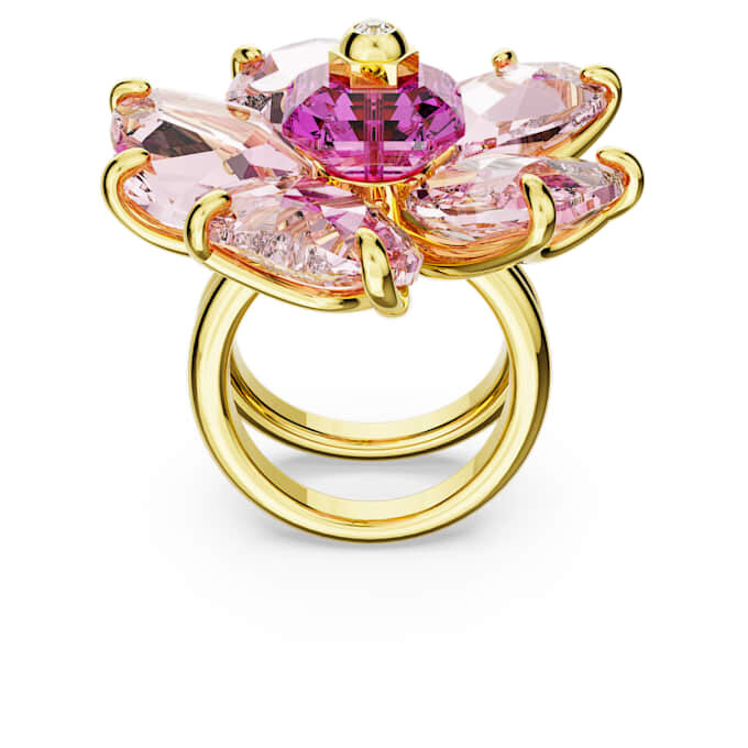 Idyllia Cocktail Ring Flower, Pink, Gold-Tone Plated Idyllia Cocktail Ring Flower, Pink, Gold-Tone Plated
