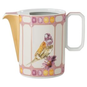 Idyllia Coffee Pot Porcelain, Crystal Print Motif, Bird, Multicolored