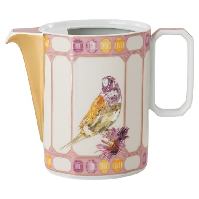 Idyllia Coffee Pot Porcelain, Crystal Print Motif, Bird, Multicolored Idyllia Coffee Pot Porcelain, Crystal Print Motif, Bird, Multicolored