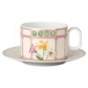 Idyllia Combi Cup with Saucer Porcelain, Crystal Print Motif, Bouquet, Multicolored Idyllia Combi Cup with Saucer Porcelain, Crystal Print Motif, Bouquet, Multicolored