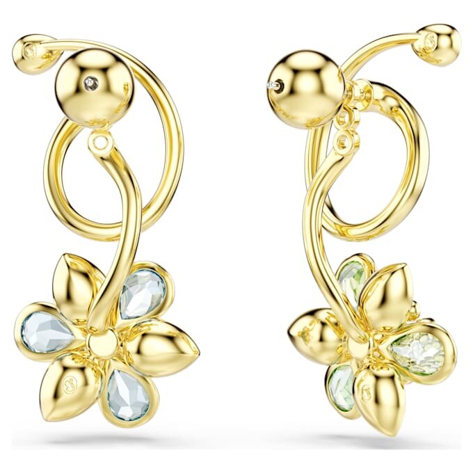 Idyllia Drop Earrings Asymmetrical Design, Mixed Cuts, Flower, Multicolored, Gold-Tone Plated Idyllia Drop Earrings Asymmetrical Design, Mixed Cuts, Flower, Multicolored, Gold-Tone Plated