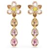 Idyllia Drop Earrings Mixed Cuts, Flower, Multicolored, Gold-Tone Plated