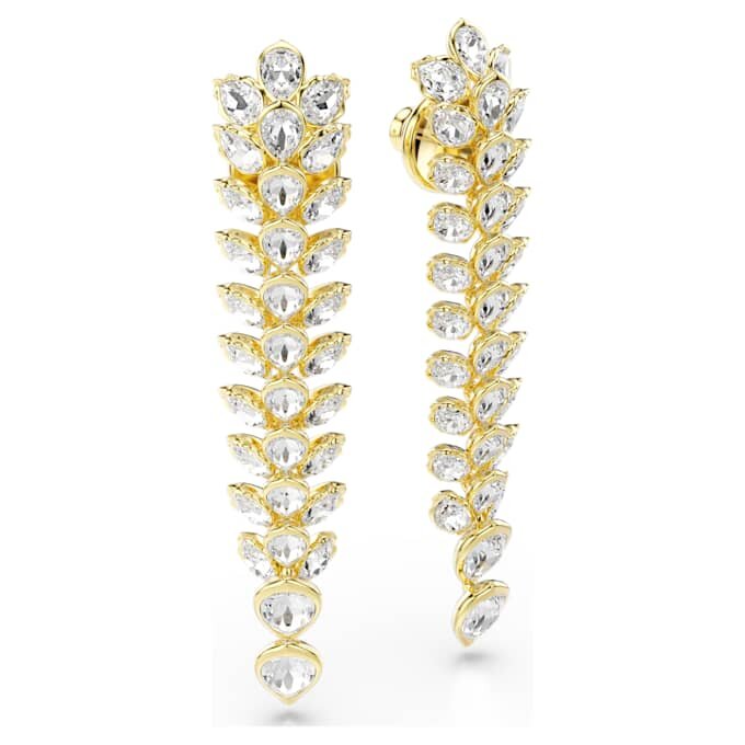 Idyllia Drop Earrings Mixed Cuts, Long, White, Gold-Tone Plated Idyllia Drop Earrings Mixed Cuts, Long, White, Gold-Tone Plated