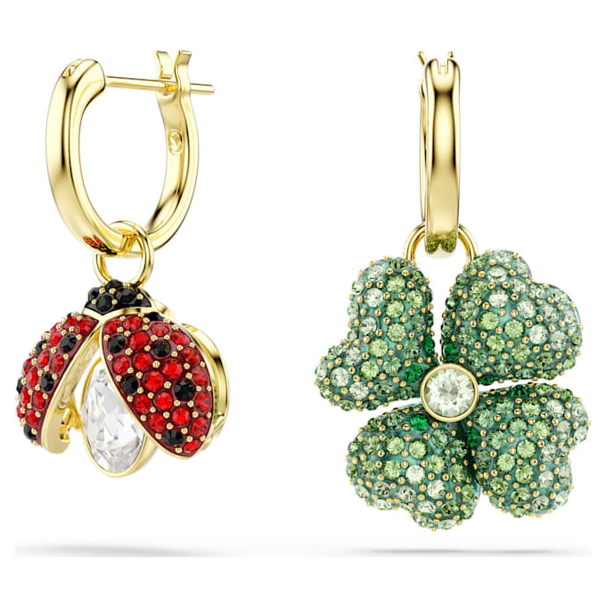 Idyllia Drop Earrings Set (3), Ladybug, Clover, Strawberry, Multicolored, Gold-Tone Plated Idyllia Drop Earrings Set (3), Ladybug, Clover, Strawberry, Multicolored, Gold-Tone Plated