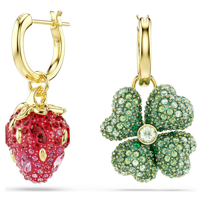 Idyllia Drop Earrings Set (3), Ladybug, Clover, Strawberry, Multicolored, Gold-Tone Plated Idyllia Drop Earrings Set (3), Ladybug, Clover, Strawberry, Multicolored, Gold-Tone Plated