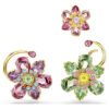 Idyllia Ear Cuff Set (3), Asymmetrical Design, Mixed Cuts, Flower, Multicolored, Gold-Tone Plated Idyllia Ear Cuff Set (3), Asymmetrical Design, Mixed Cuts, Flower, Multicolored, Gold-Tone Plated