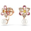Idyllia Earring Jackets Crystal Pearl, Mixed Cuts, Flower, Multicolored, Rose Gold-Tone Plated Idyllia Earring Jackets Crystal Pearl, Mixed Cuts, Flower, Multicolored, Rose Gold-Tone Plated