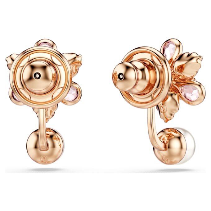 Idyllia Earring Jackets Crystal Pearl, Mixed Cuts, Flower, Multicolored, Rose Gold-Tone Plated Idyllia Earring Jackets Crystal Pearl, Mixed Cuts, Flower, Multicolored, Rose Gold-Tone Plated