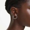 Idyllia Hoop Earrings Mixed Cuts, Arrow, White, Rhodium Plated Idyllia Hoop Earrings Mixed Cuts, Arrow, White, Rhodium Plated