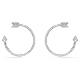 Idyllia Hoop Earrings Mixed Cuts, Arrow, White, Rhodium Plated