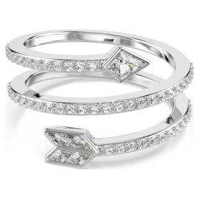 Idyllia Motif Ring Mixed Cuts, Arrow, White, Rhodium Plated