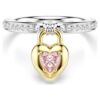 Idyllia Motif Ring Mixed Cuts, Heart, Pink, Mixed Metal Finish