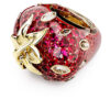 Idyllia Motif Ring Mixed Cuts, Strawberry, Red, Gold-Tone Plated
