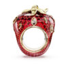 Idyllia Motif Ring Mixed Cuts, Strawberry, Red, Gold-Tone Plated