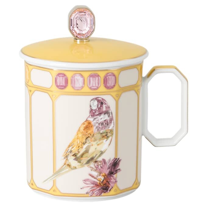Idyllia Mug Porcelain, Crystal Print Motif, Finch, Yellow Idyllia Mug Porcelain, Crystal Print Motif, Finch, Yellow
