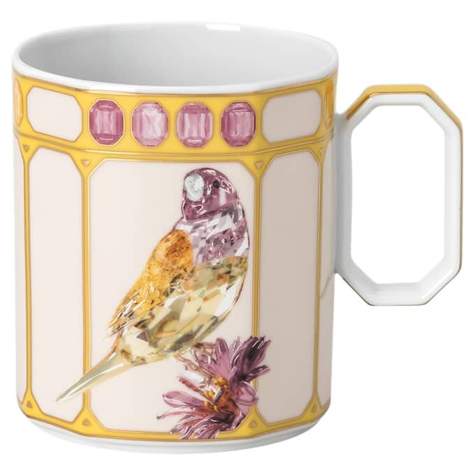Idyllia Mug Porcelain, Crystal Print Motif, Finch, Yellow Idyllia Mug Porcelain, Crystal Print Motif, Finch, Yellow