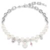 Idyllia Necklace Crystal Pearl, Mixed Cuts, White, Rhodium Plated