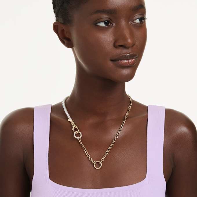 Idyllia Necklace Crystal Pearl, White, Gold-Tone Plated Idyllia Necklace Crystal Pearl, White, Gold-Tone Plated
