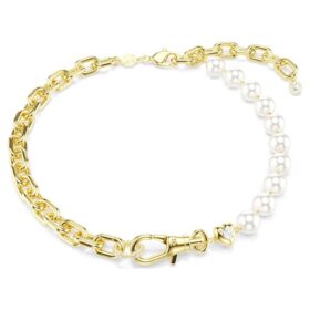 Idyllia Necklace Crystal Pearl, White, Gold-Tone Plated