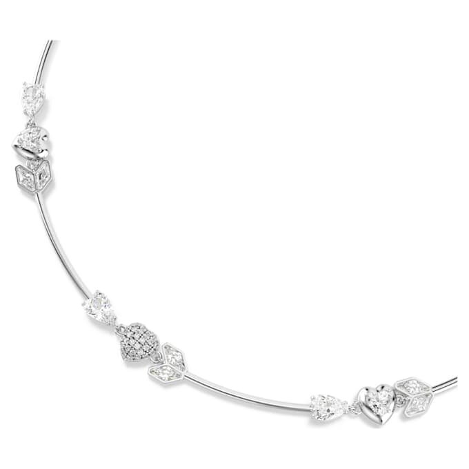 Idyllia Necklace Heart with Arrow, White, Rhodium Plated Idyllia Necklace Heart with Arrow, White, Rhodium Plated