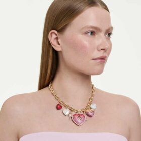 Idyllia Necklace Mixed Cuts, Heart, Key, Multicolored, Gold-Tone Plated