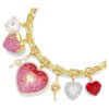 Idyllia Necklace Mixed Cuts, Heart, Key, Multicolored, Gold-Tone Plated