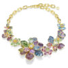 Idyllia Necklace Mixed Cuts, Pavé, Flower, Multicolored, Gold-Tone Plated