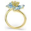 Idyllia Open Ring Mixed Cuts, Flower, Blue, Gold-Tone Plated