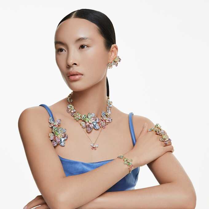 Gema Open Ring Mixed Cuts, Multicolored, Gold-Tone Plated Gema Open Ring Mixed Cuts, Multicolored, Gold-Tone Plated