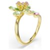 Idyllia Open Ring Mixed Cuts, Flower, Green, Gold-Tone Plated