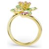 Idyllia Open Ring Mixed Cuts, Flower, Green, Gold-Tone Plated