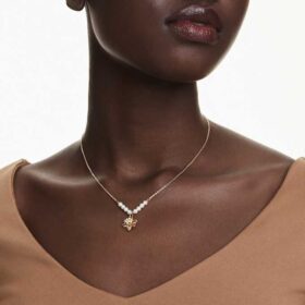 Idyllia Pendant Crystal Pearl, Mixed Cuts, Flower, Multicolored, Gold-Tone Plated