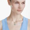 Idyllia Pendant Mixed Cuts, Flower, Blue, Gold-Tone Plated