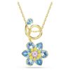 Idyllia Pendant Mixed Cuts, Flower, Blue, Gold-Tone Plated