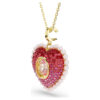 Idyllia Pendant Mixed Cuts, Heart, Pink, Gold-Tone Plated