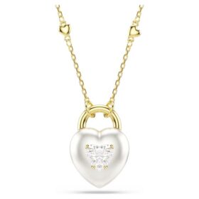 Idyllia Pendant Mixed Cuts, Heart, White, Gold-Tone Plated