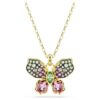 Idyllia Pendant Mixed Cuts, Pavé, Butterfly, Multicolored, Gold-Tone Plated