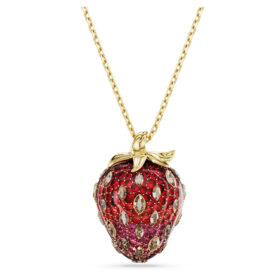 Idyllia Pendant Mixed Cuts, Strawberry, Red, Gold-Tone Plated