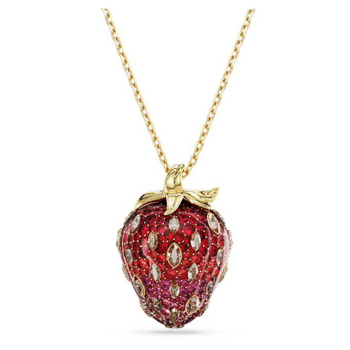 Idyllia Pendant Mixed Cuts, Strawberry, Red, Gold-Tone Plated Idyllia Pendant Mixed Cuts, Strawberry, Red, Gold-Tone Plated