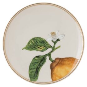 Idyllia Plate Porcelain, Crystal Print Motif, Lemon, Beige